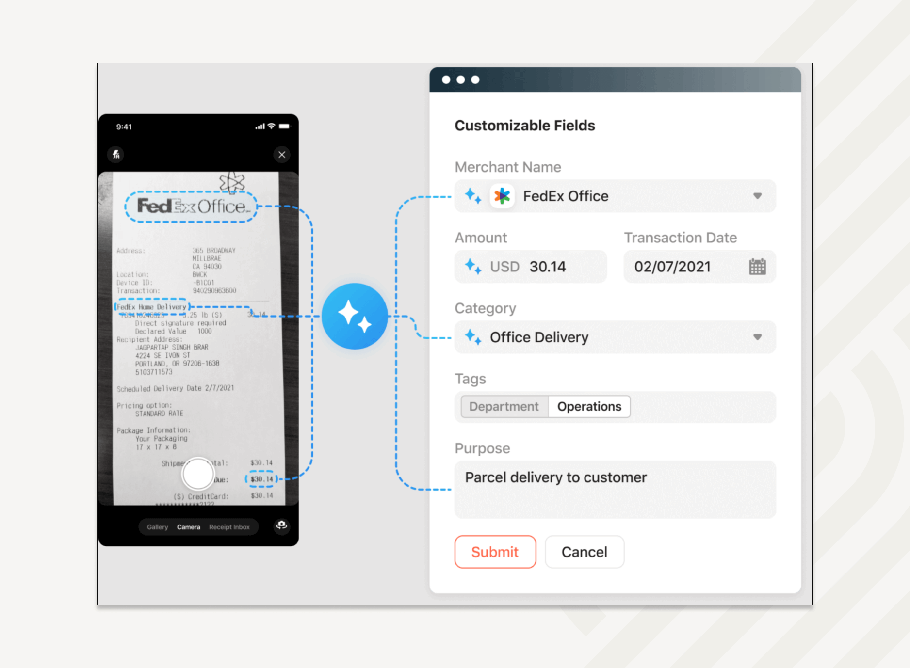 OCR, ML, and AI-based expense data extraction