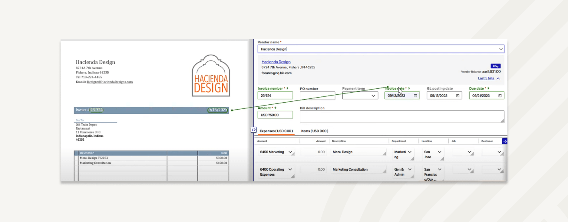 BILL uses AI to extract invoice details