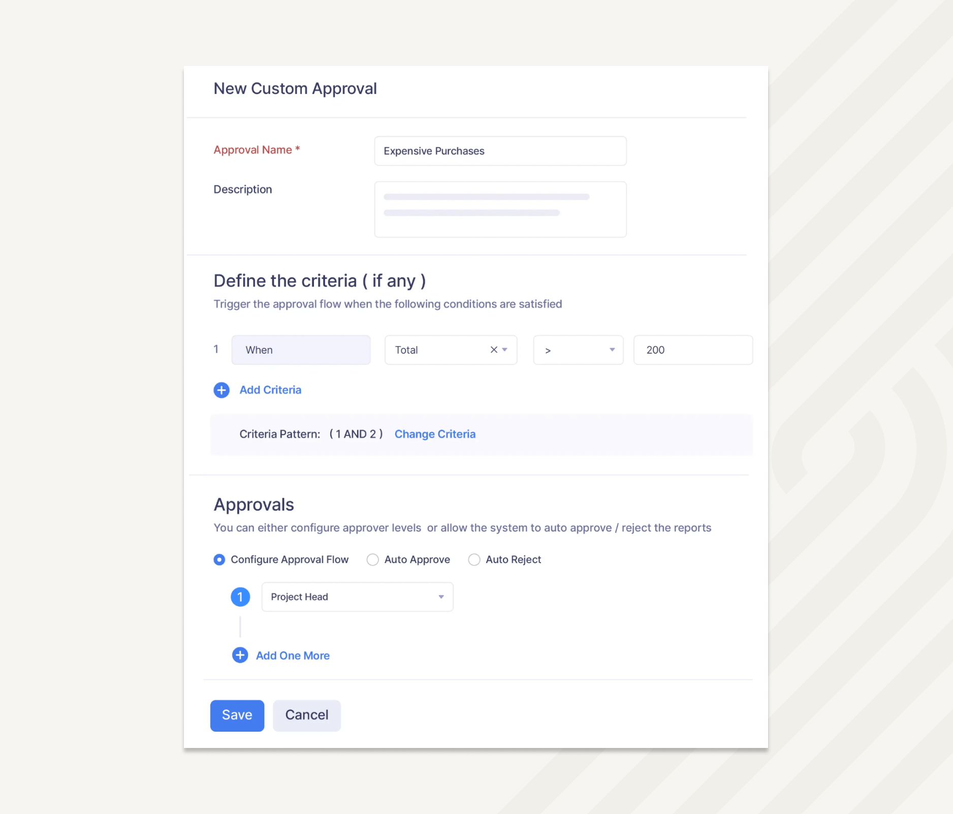 Custom purchase approval workflows