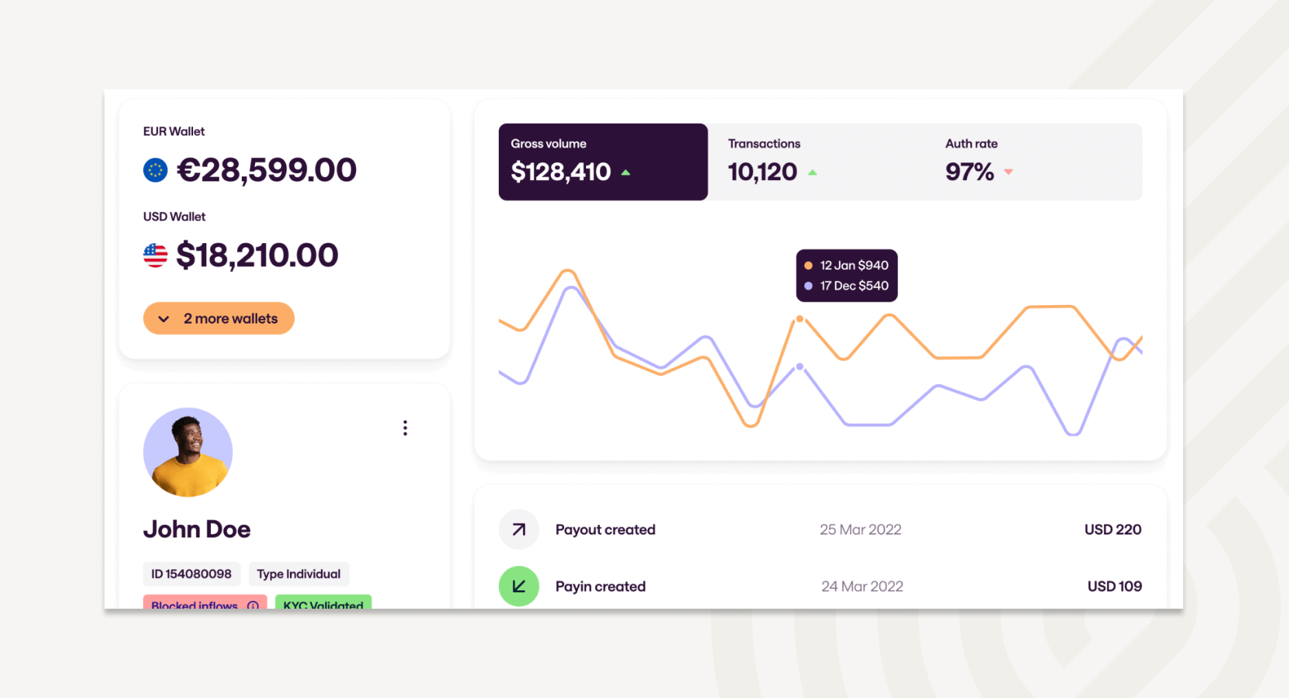 Real-time insights on payins and payouts