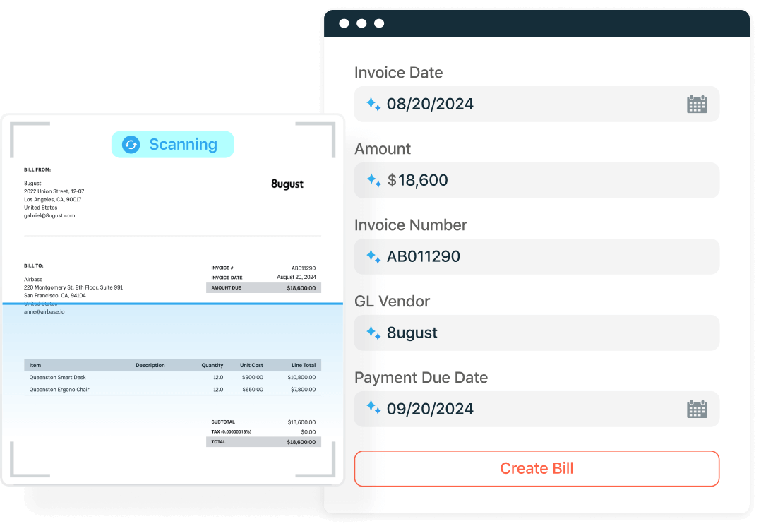 Screenshot of bill creation with AI technology